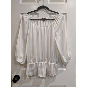 Vince Camuto Womens Satin Off-the-Shoulder Top Peasant Pirate Boho Steampunk